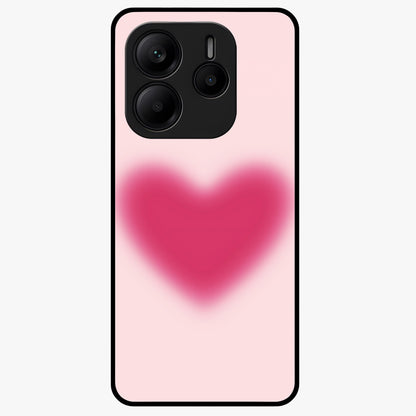 Pink Aura Heart Glass Case showing flat back view with glowing heart artwork and glossy glass finish.