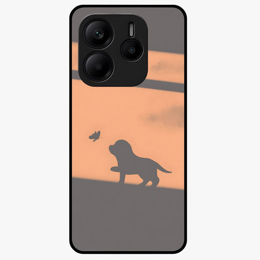Puppy Shadow Art Glass Case showing flat back view with cute puppy shadow style artwork and glossy glass finish.