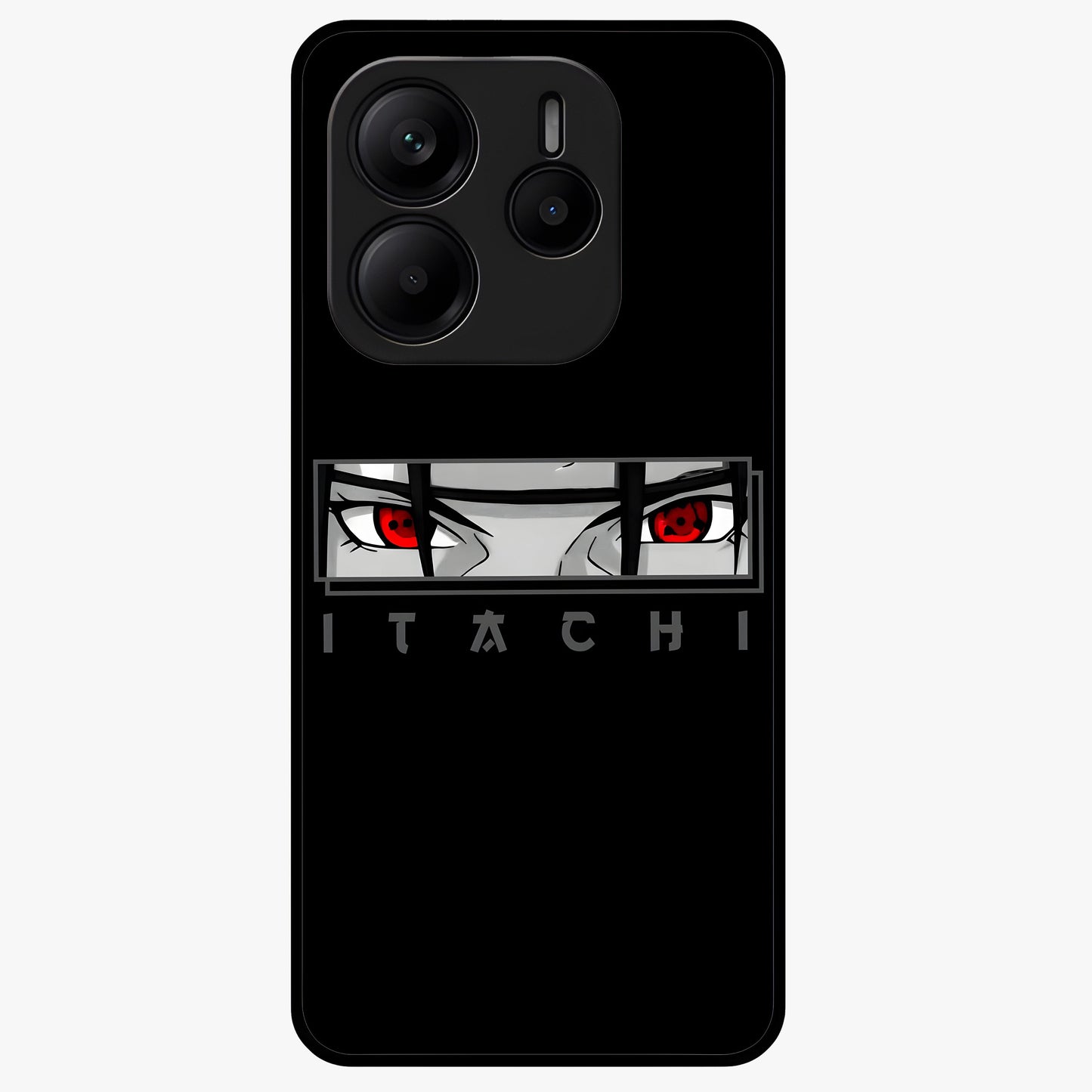 Scarlet Gaze Dominance Glass Case showing flat back view with striking red themed artwork and glossy glass finish.