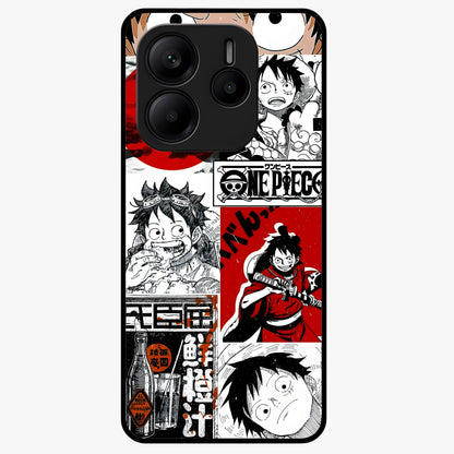 Strawhat Chaos Panels Glass Case showing flat back view with anime inspired chaos panel artwork and glossy glass finish.