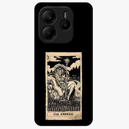The Empress Glass Case showing flat back view with regal feminine artwork and glossy glass finish.