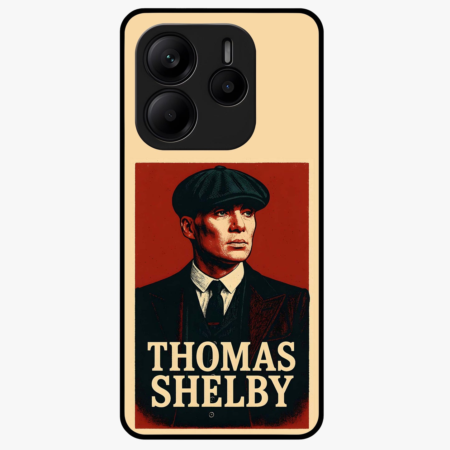 Vintage Mafia Authority Glass Case showing flat back view with bold vintage mafia inspired artwork and glossy glass finish.