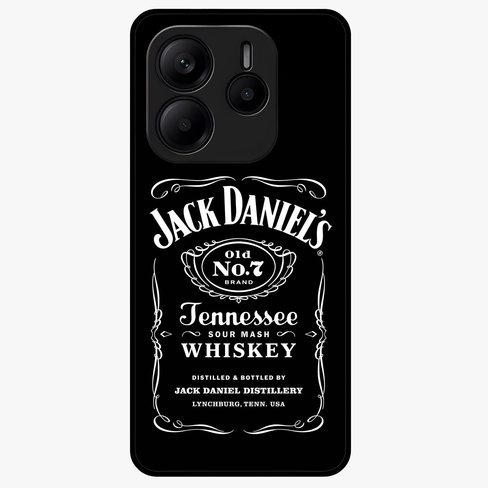 Vintage Whiskey Heritage Glass Case showing flat back view with classic whiskey inspired artwork and glossy glass finish.