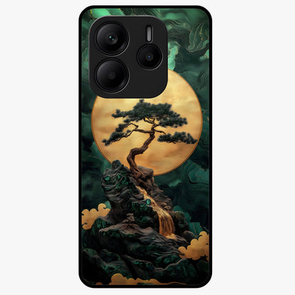 Zen Moon Rise Glass Case showing flat back view with calm moonrise artwork and glossy glass finish.