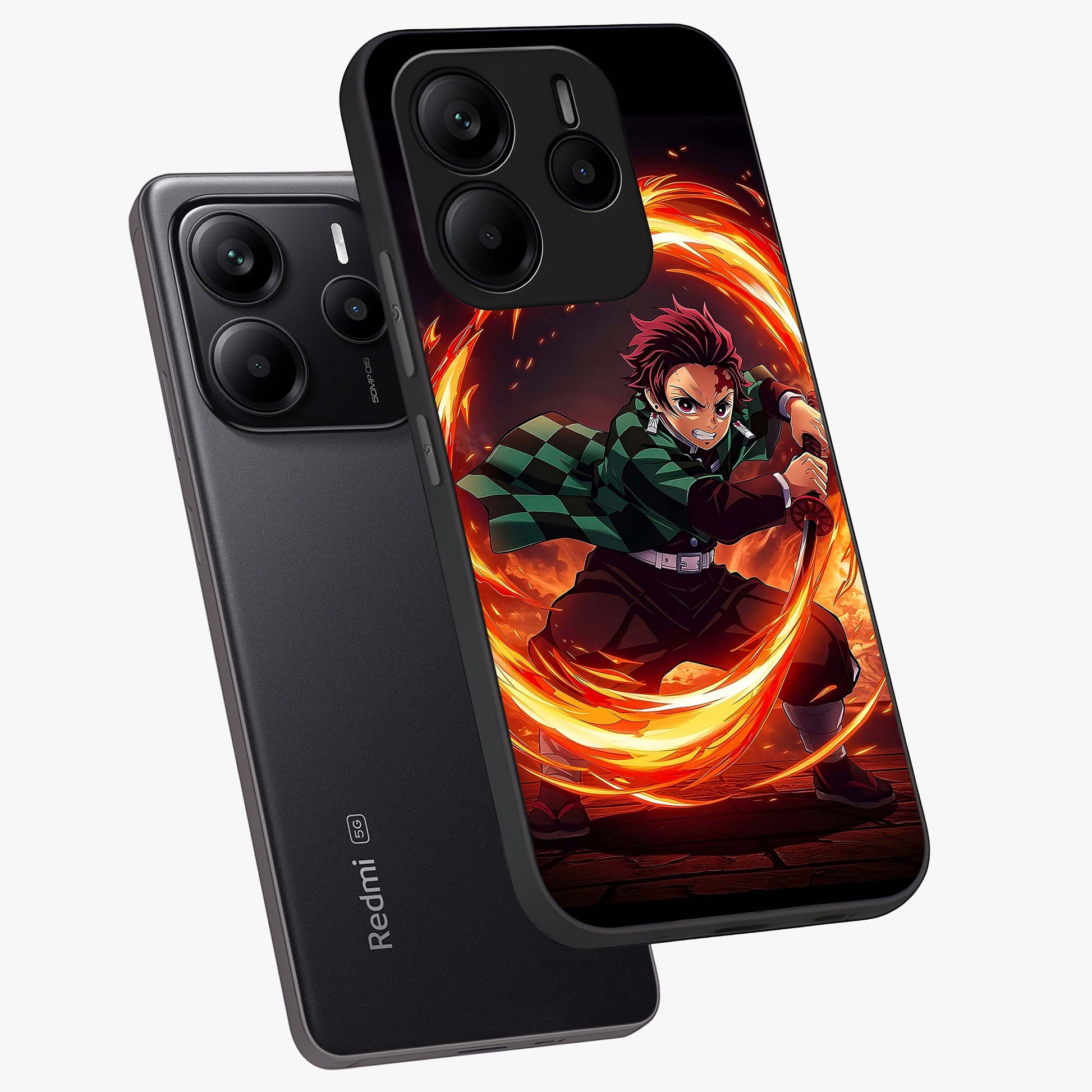 Blazing Sword Resolve Glass Case displayed in angled mockup highlighting powerful sword illustration and bold fantasy theme.