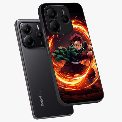 Blazing Sword Resolve Glass Case displayed in angled mockup highlighting powerful sword illustration and bold fantasy theme.