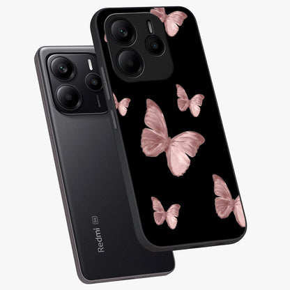 Butterfly Pattern Glass Case displayed in angled mockup highlighting delicate butterfly design and aesthetic pattern style.