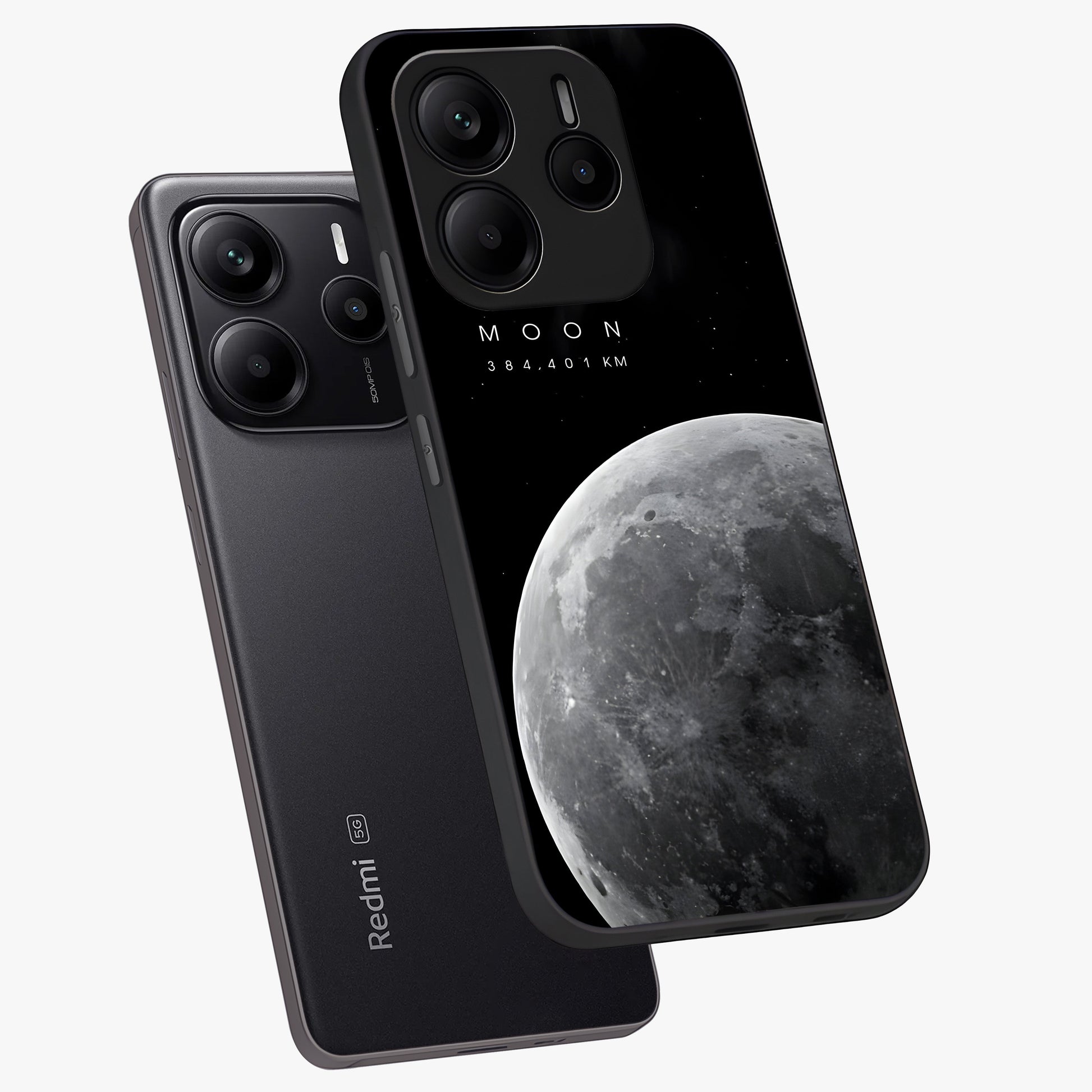 Cosmic Moon Glow Glass Case displayed in angled mockup highlighting celestial moon design with cosmic aesthetic theme.