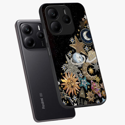 Cosmic Sparkle Dreams Glass Case displayed in angled mockup highlighting dreamy star sparkle design with celestial aesthetic.