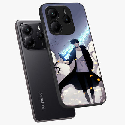 Dark Lightning Anime Warrior Glass Case displayed in angled mockup highlighting powerful lightning themed anime illustration.