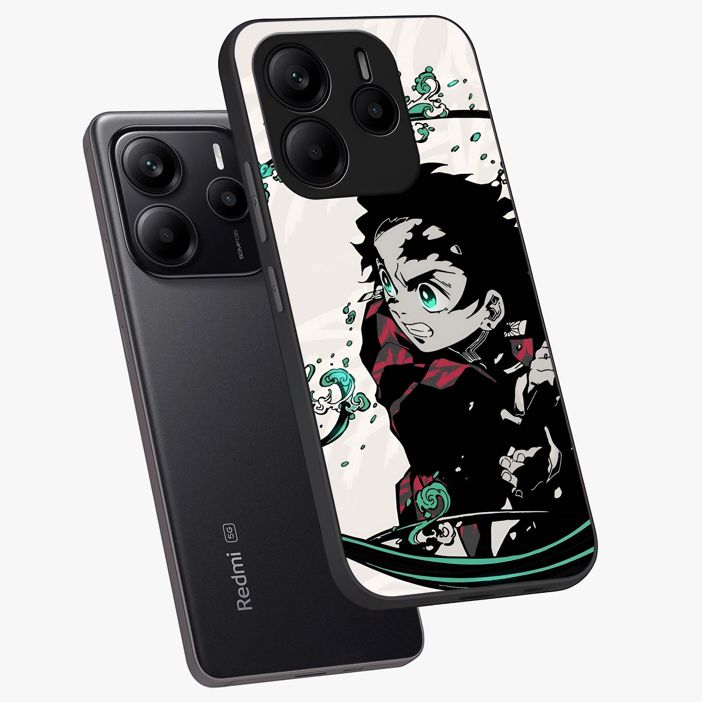Demon Slayer Glass Case displayed in angled mockup highlighting dramatic anime character design with action aesthetic.