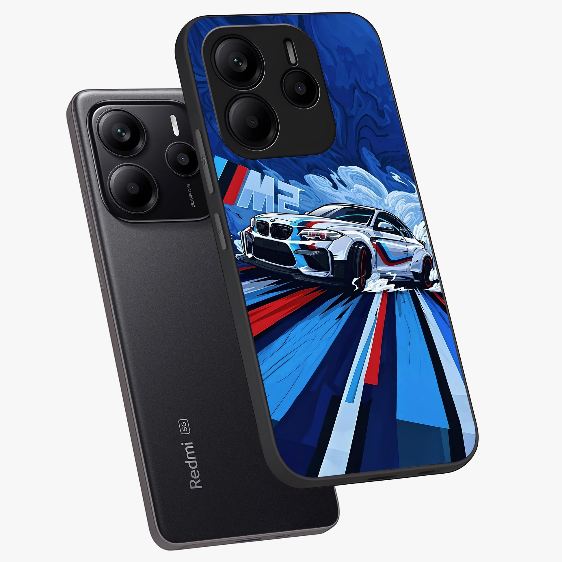 Drift Power Rush Glass Case displayed in angled mockup highlighting powerful drift car design with sporty aesthetic style.