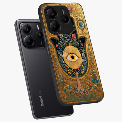 Ethereal Evil Eye Glass Case displayed in angled mockup highlighting protective evil eye symbol with spiritual aesthetic design.