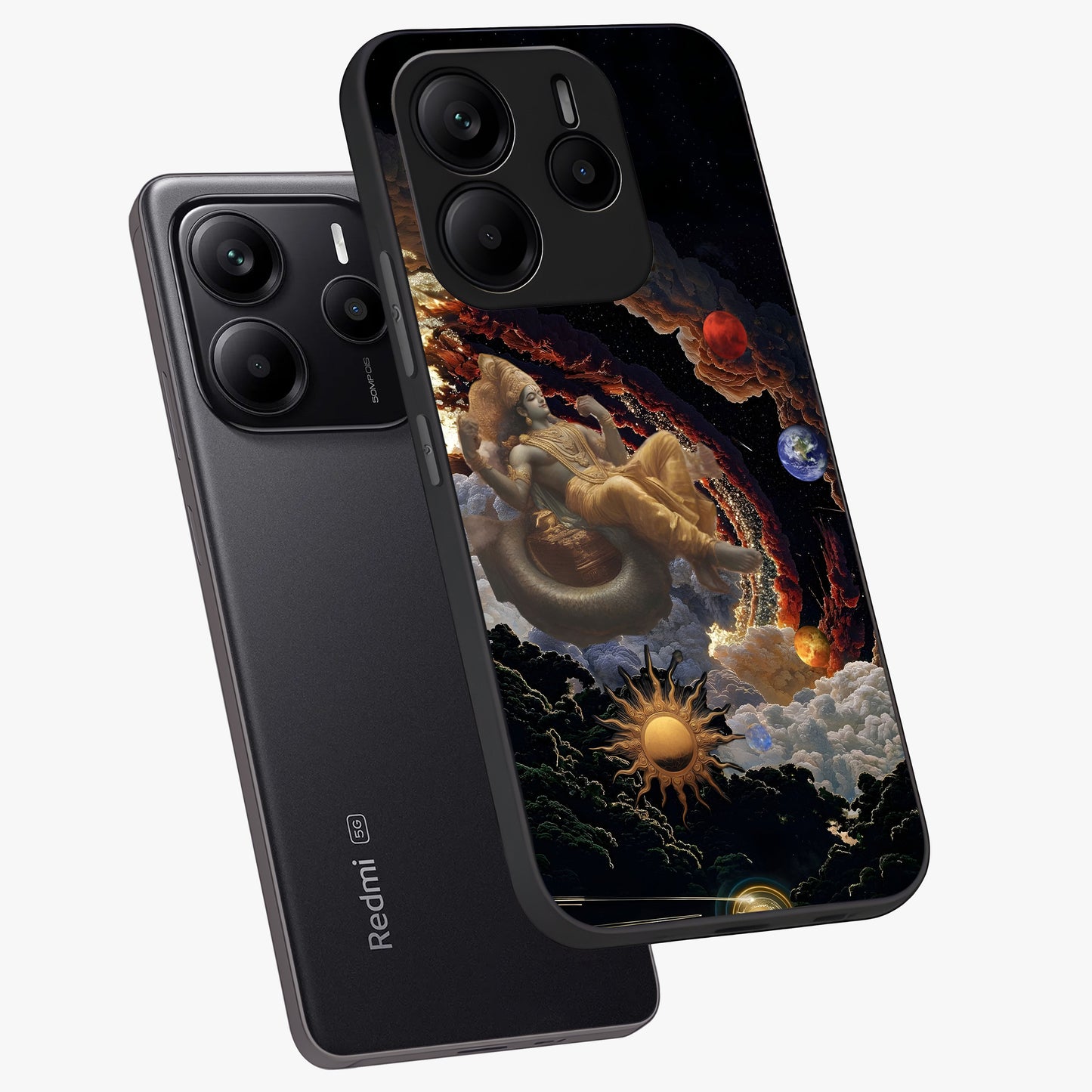 Galactic Divine God Glass Case displayed in angled mockup highlighting powerful celestial deity illustration with galactic aesthetic.