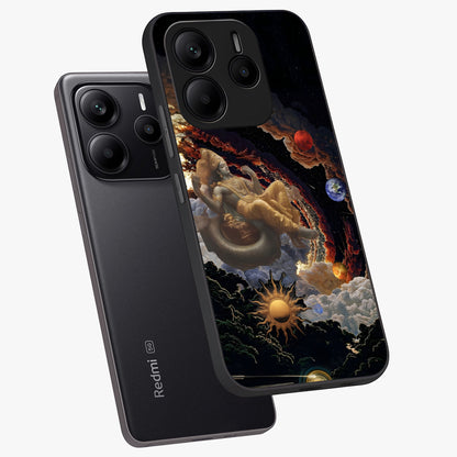 Galactic Divine God Glass Case displayed in angled mockup highlighting powerful celestial deity illustration with galactic aesthetic.