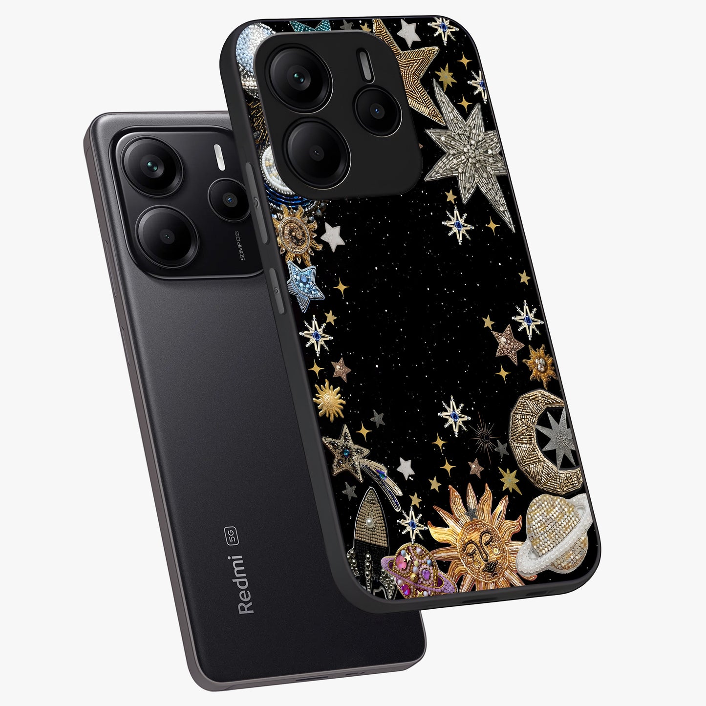 Galactic Jewel Stars Glass Case displayed in angled mockup highlighting shining celestial star design with cosmic aesthetic style.
