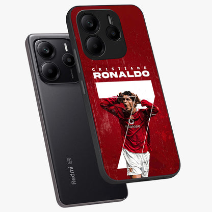 Goal Celebration Legacy Glass Case displayed in angled mockup highlighting energetic sports celebration design with bold athletic theme.