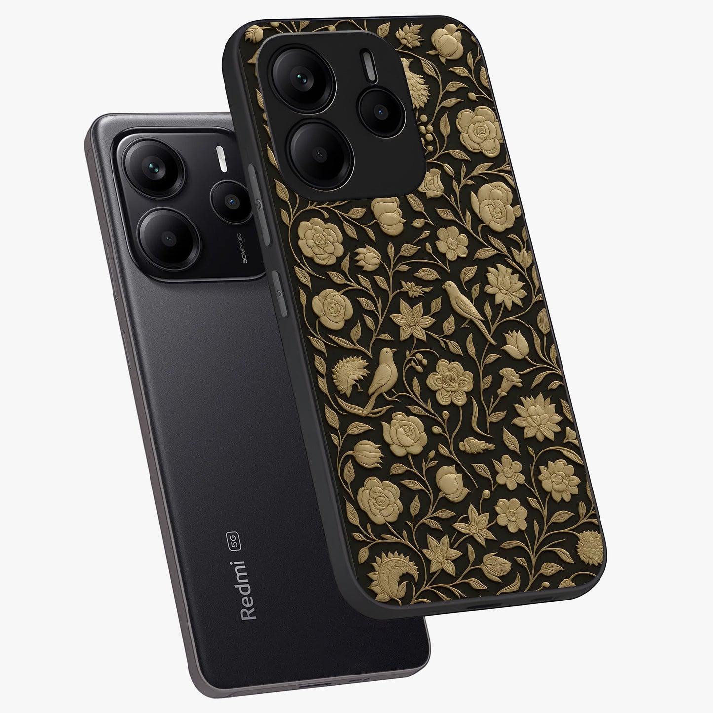 Golden Evil Eye Mandala Glass Case displayed in angled mockup highlighting protective evil eye symbol with golden mandala design.