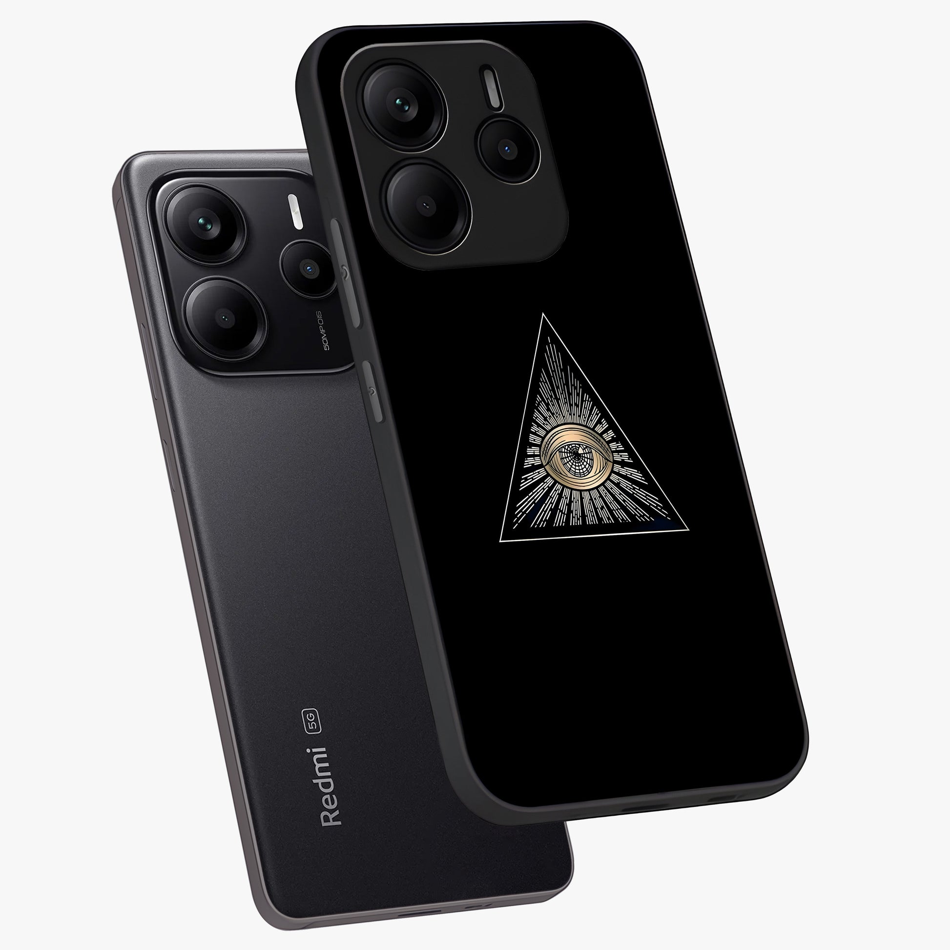 Illuminati Evil Glass Case displayed in angled mockup highlighting dark occult inspired design with bold aesthetic style.