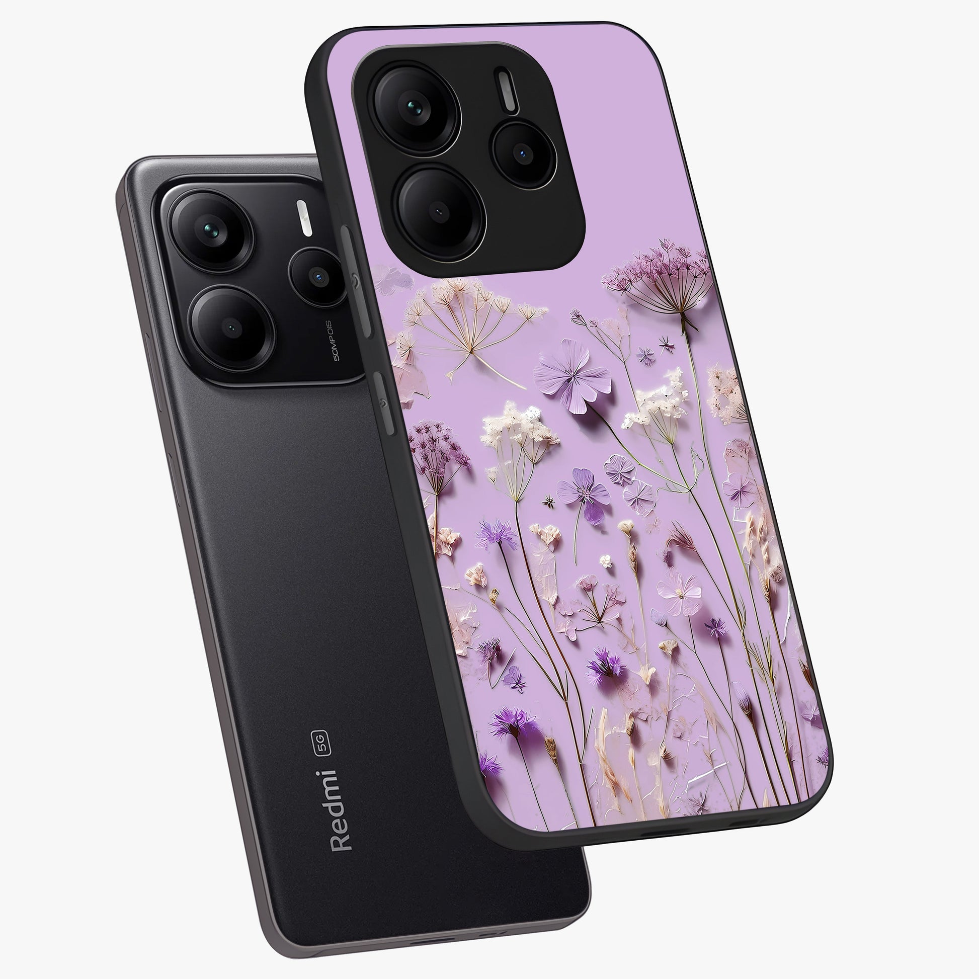 Lavender Blossom Dream Glass Case displayed in angled mockup highlighting dreamy lavender flower design with calming aesthetic style.