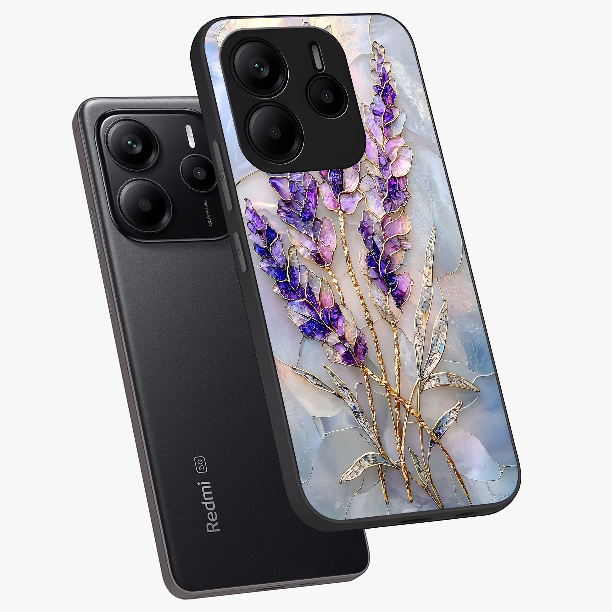 Lavender Dream Glow Glass Case displayed in angled mockup highlighting dreamy purple glow design with soft artistic style.
