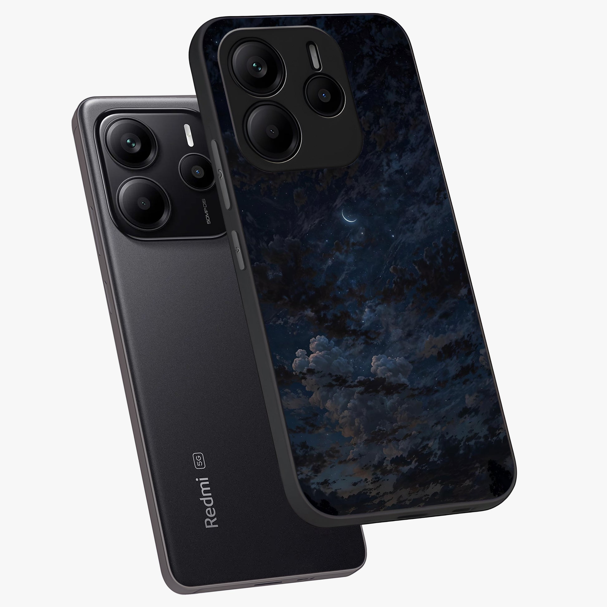 Lunar Veil Silence Glass Case displayed in angled mockup highlighting soft lunar design with peaceful celestial aesthetic.