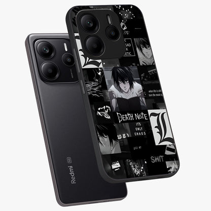 Midnight Chaos Mind Glass Case displayed in angled mockup highlighting chaotic artistic design with dramatic midnight aesthetic.