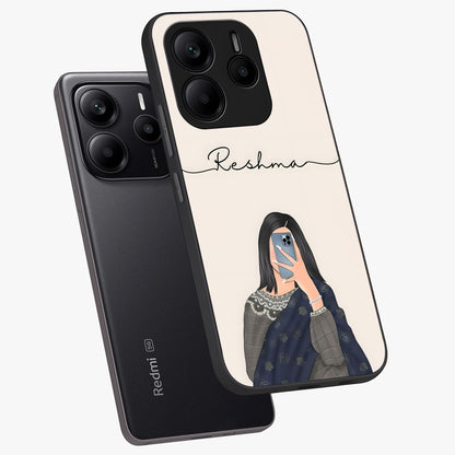 Mirror Mood Muse With Custom Name Glass Case displayed in angled mockup highlighting aesthetic mirror inspired design with custom name feature.