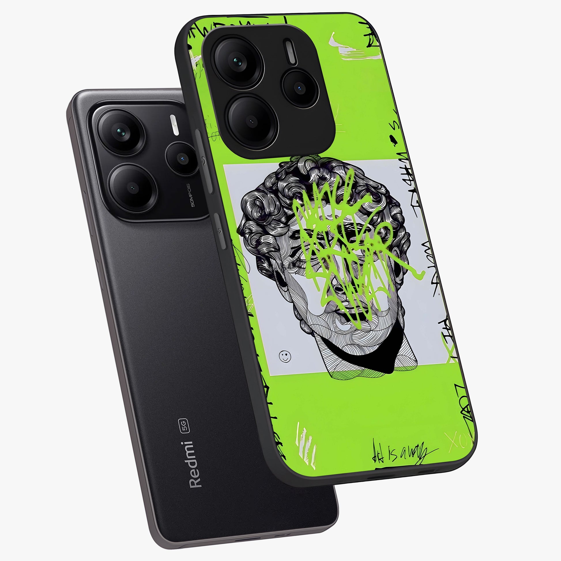 Neo Graffiti Rebellion Glass Case displayed in angled mockup highlighting urban street art design with rebellious aesthetic.