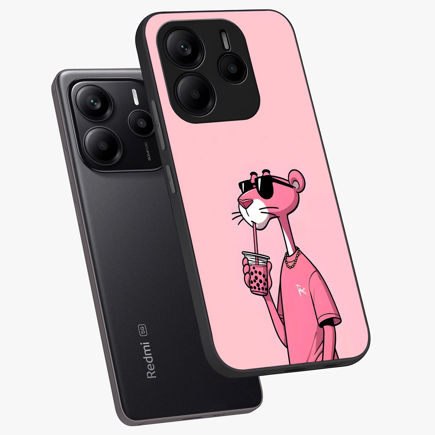 Pink Panther Glass Case displayed in angled mockup highlighting playful cartoon character design with vibrant pink aesthetic.