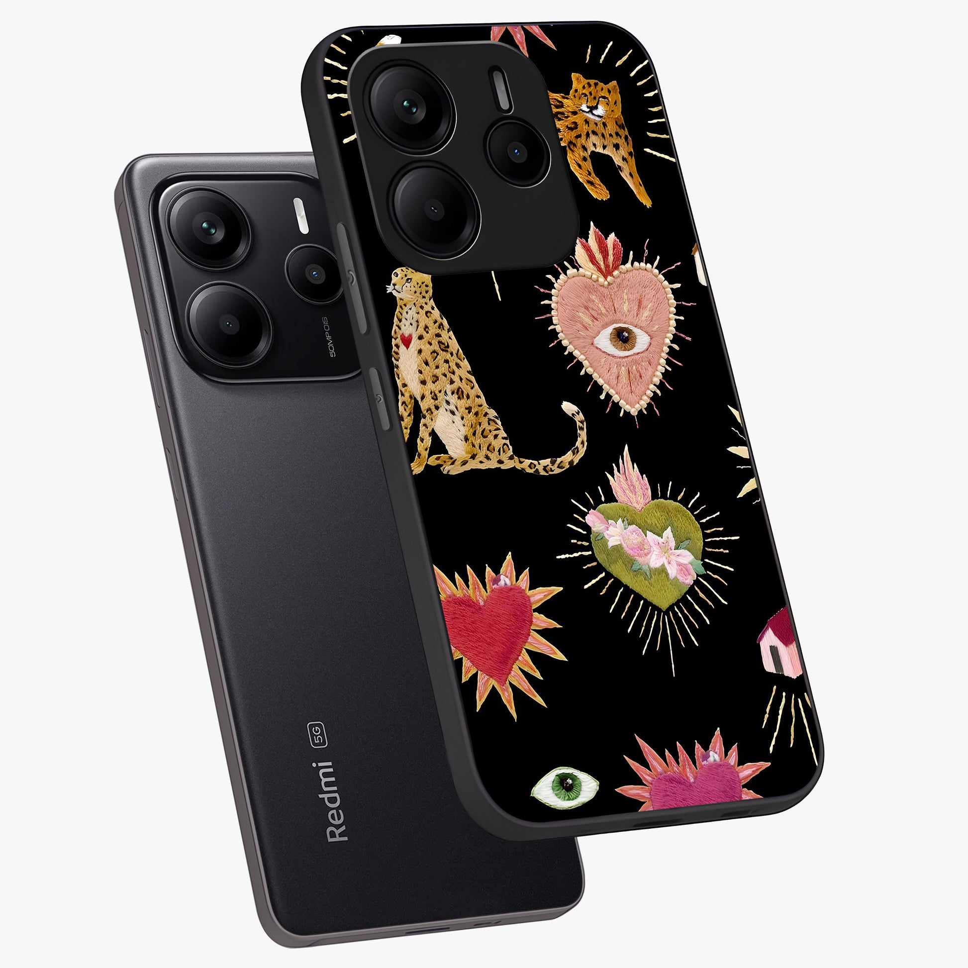 Sacred Jungle Heart Glass Case displayed in angled mockup highlighting lush tropical design with natural aesthetic style.