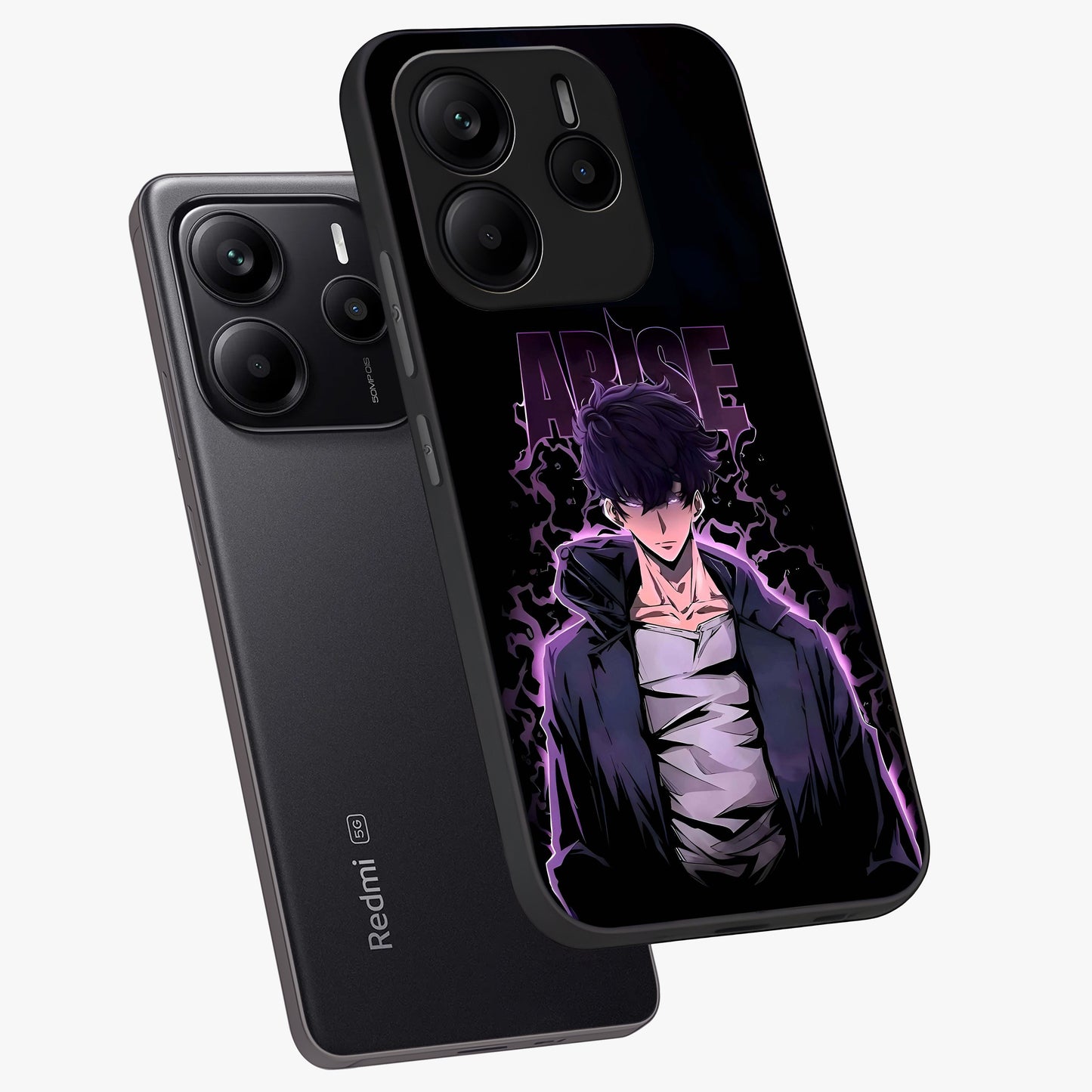 Shadow Monarch Awakening Glass Case displayed in angled mockup highlighting dramatic shadow warrior design with fantasy aesthetic.