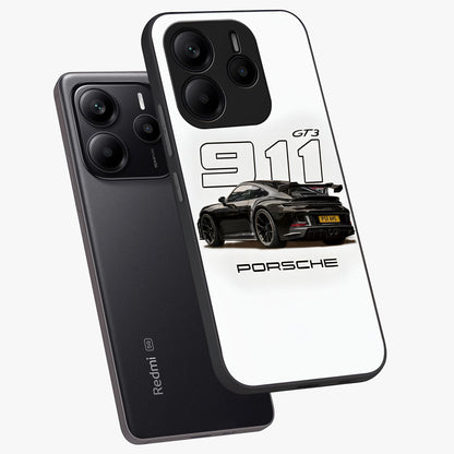 Turbo Legacy Icon Glass Case displayed in angled mockup highlighting dynamic automotive design with performance aesthetic.