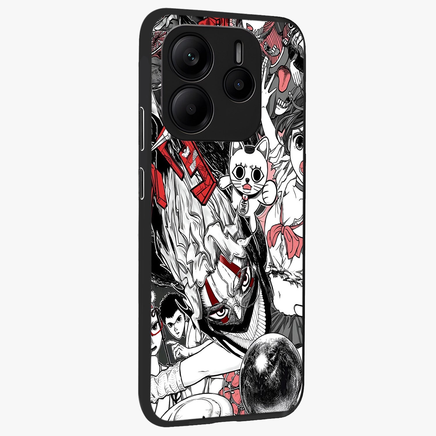 Crimson Chaos Panel Glass Case upright view showcasing intense crimson artwork with dramatic aesthetic style.