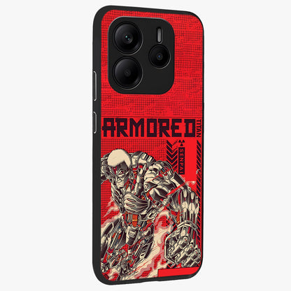 Crimson Mecha Titan Glass Case upright view showcasing dynamic robotic titan design with sci-fi inspired theme.