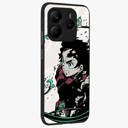 Demon Slayer Glass Case upright view showcasing powerful anime artwork with intense warrior theme.
