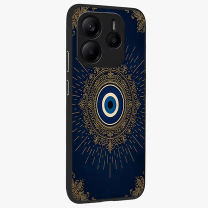 Golden Celestial Charm Glass Case upright view showcasing radiant celestial artwork with elegant golden theme.