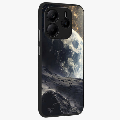 Lunar Horizon Glow Glass Case upright view showcasing radiant lunar artwork with calm cosmic theme.