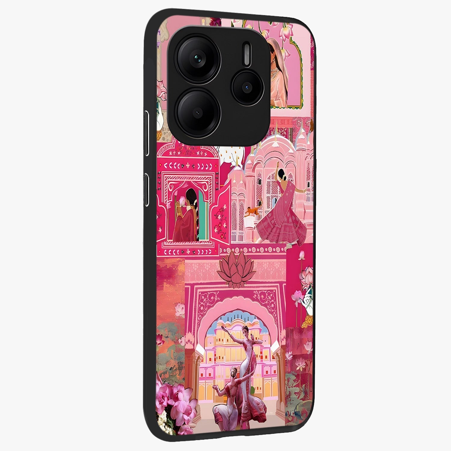 Pink Palace Muse Glass Case upright view showcasing artistic palace artwork with graceful royal theme.