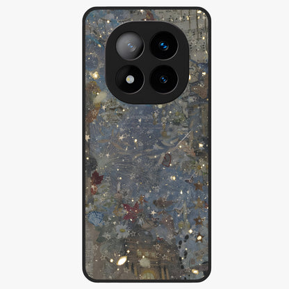 Aesthetic Astrolophia Glass Case showing flat back view with dreamy aesthetic design and glossy glass finish.