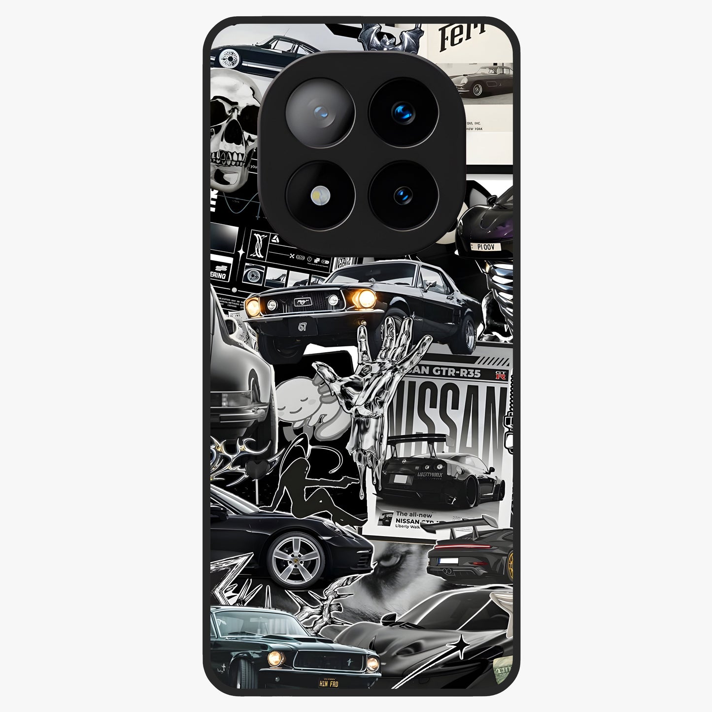 Aesthetic Dark Love Glass Case showing flat back view with dark romantic artwork and glossy glass finish.