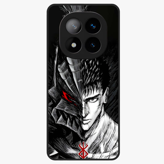 Berserker Blood Oath Glass Case showing flat back view with fierce warrior inspired artwork and glossy glass finish.