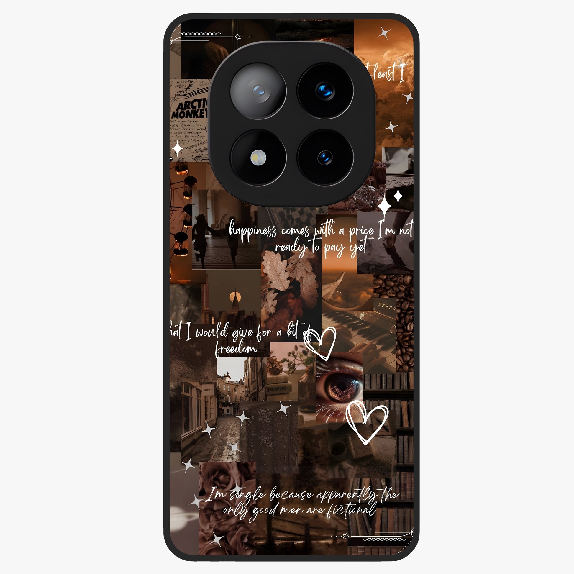 Bittersweet Aesthetic Chaos Glass Case showing flat back view with artistic chaotic aesthetic design and glossy glass finish.