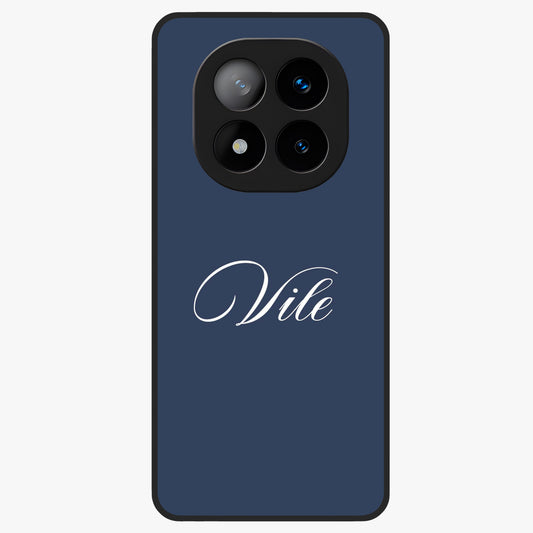 Blue Background Personalized Custom Name Glass Case showing flat back view with minimal blue background and custom name design.