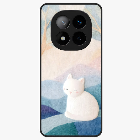Cotton Dream Cat Glass Case showing flat back view with soft dreamy cat artwork and glossy glass finish.