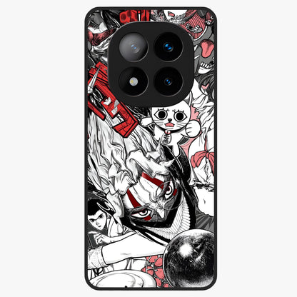 Crimson Chaos Panel Glass Case showing flat back view with bold crimson abstract artwork and glossy glass finish.