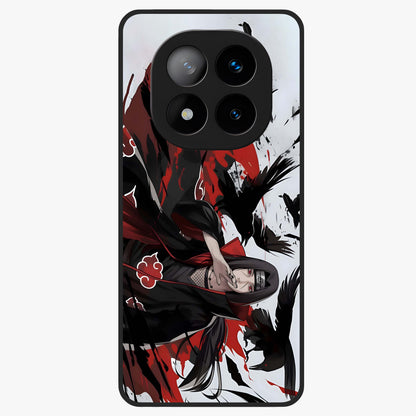 Crimson Crow Illusion Glass Case showing flat back view with artistic crow illusion artwork and glossy glass finish.