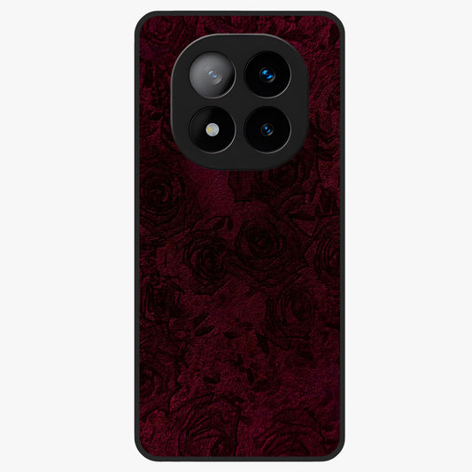 Crimson Fade Flow Glass Case showing flat back view with flowing crimson gradient artwork and glossy glass finish.