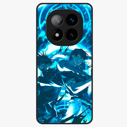 Cursed Energy Clash Glass Case showing flat back view with intense cursed energy artwork and glossy glass finish.