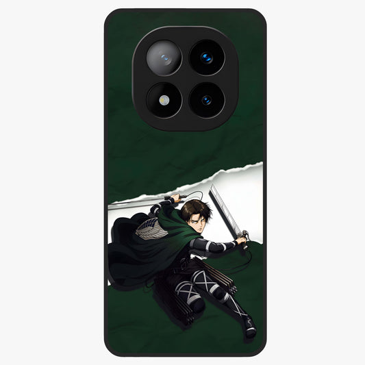 Emerald War Vanguard Glass Case showing flat back view with powerful warrior themed artwork and glossy glass finish.
